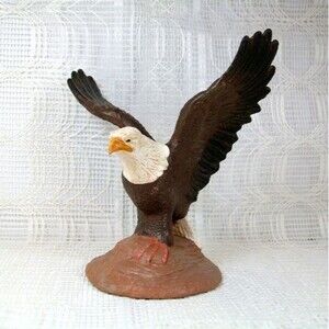 Handmade Ceramic Eagle with Wings Out Figurine, Eagle Statue, Eagle Lover Gift
